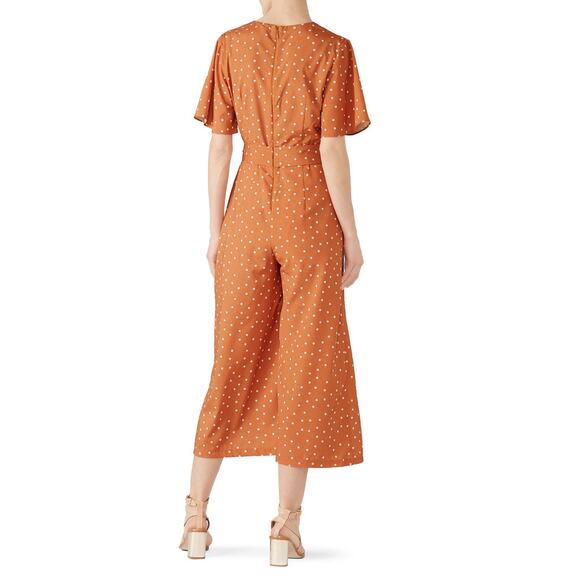 StyleStalker Laurel Jumpsuit Women's Small Orange Cropped Flared Leg V-Neck RTR - Picture 2 of 13